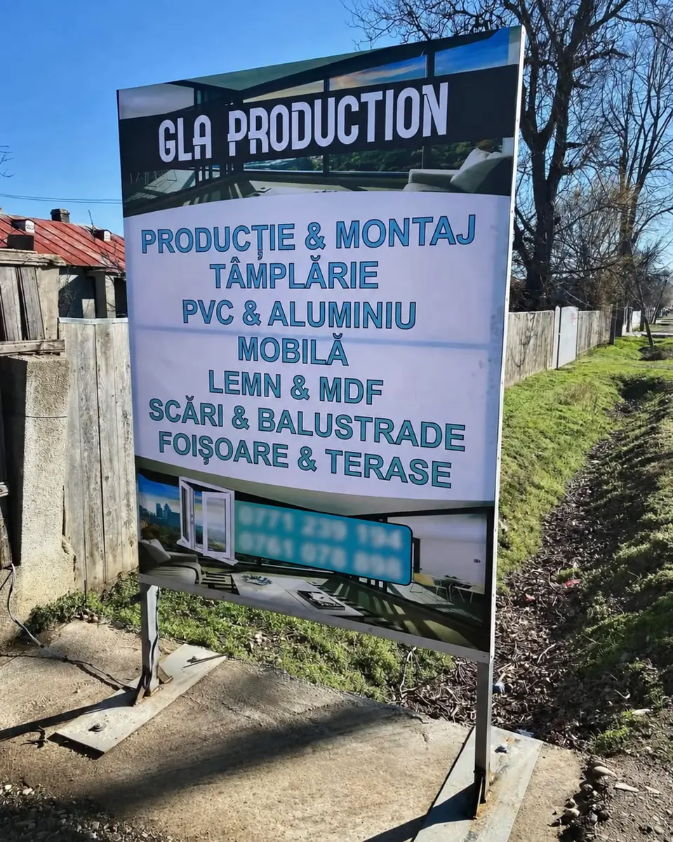 Banner, afiș și panou publicitar realizat pentru o firmă